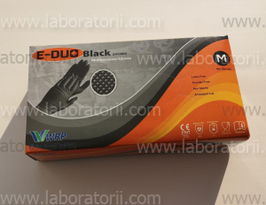 Перчатки E-DUO Black универсальные, нитриловые, повышенной прочности, с рифленой поверхностью